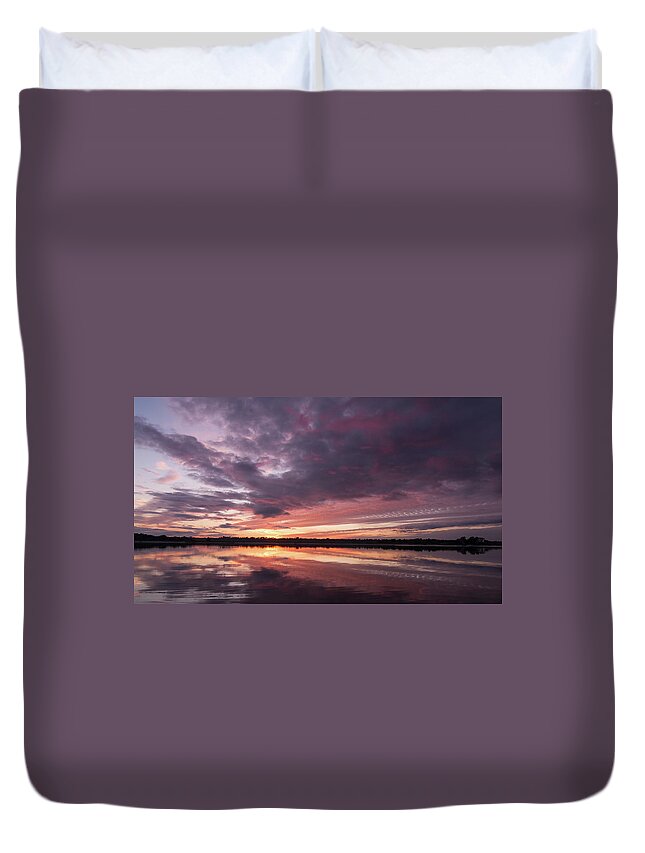 Halifax River Sunset Duvet Cover featuring the photograph Halifax River Sunset by Paul Rebmann