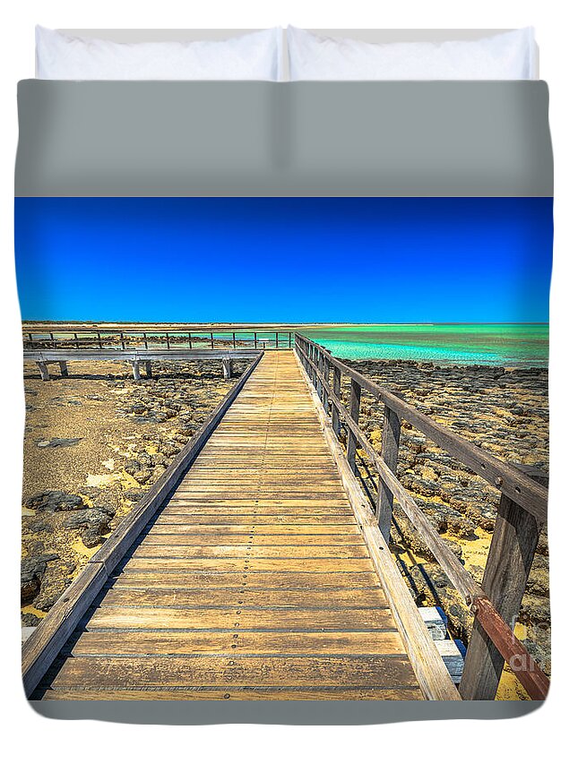 Stromatolites Duvet Cover featuring the photograph Hamelin Pool Path by Benny Marty