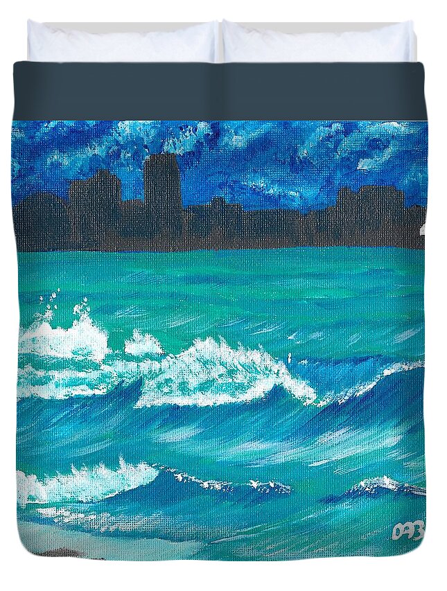 Wave Duvet Cover featuring the painting Hamilton Beach by David Bigelow