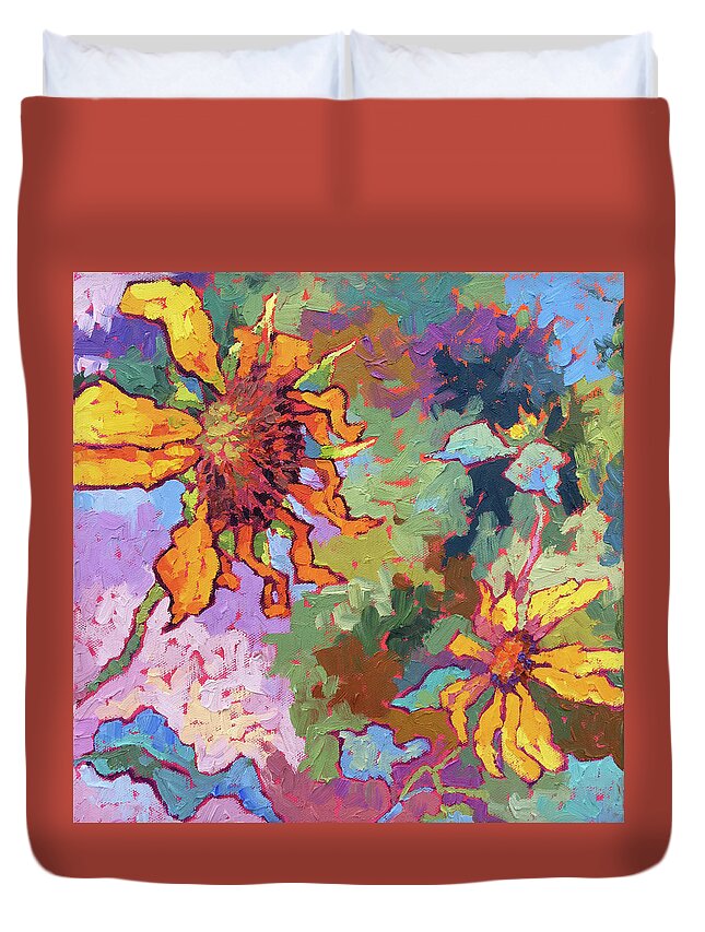  Duvet Cover featuring the painting Happy Faces by Srishti Wilhelm