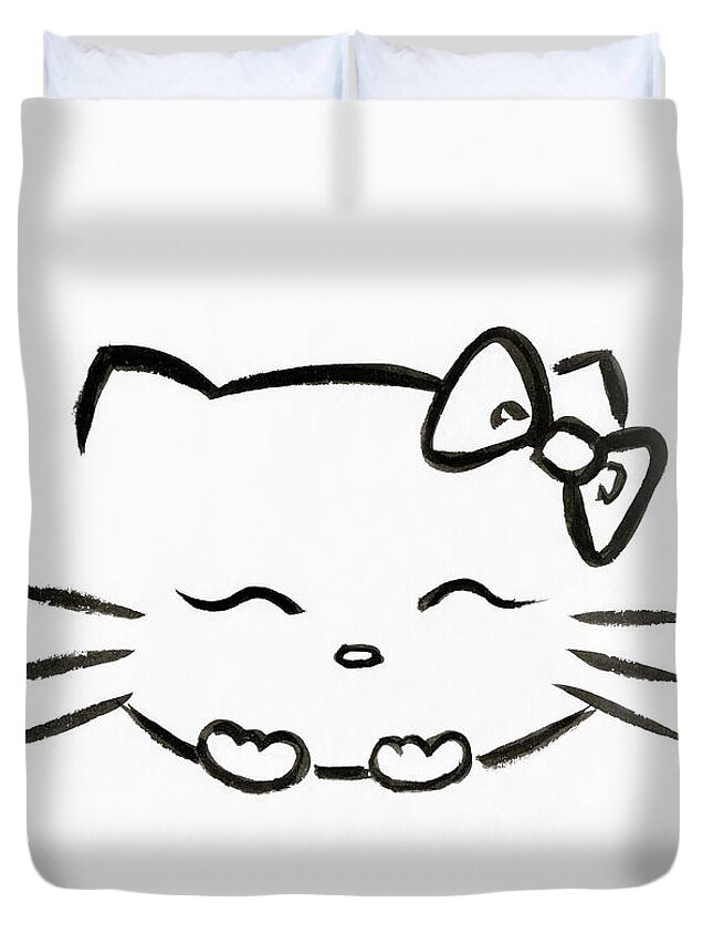 Cute smiling Hello kitty Japanese kawaii cartoon cat illustratio #1 Poster  by Awen Fine Art Prints - Fine Art America