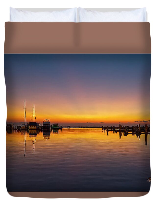 Harbor Duvet Cover featuring the photograph Harbor Dawn by Ty Husak
