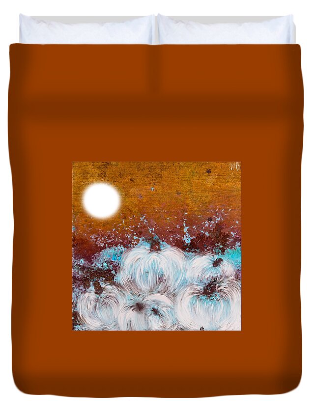 Rust Duvet Cover featuring the painting Harvest pumpkin by Kelly Dallas