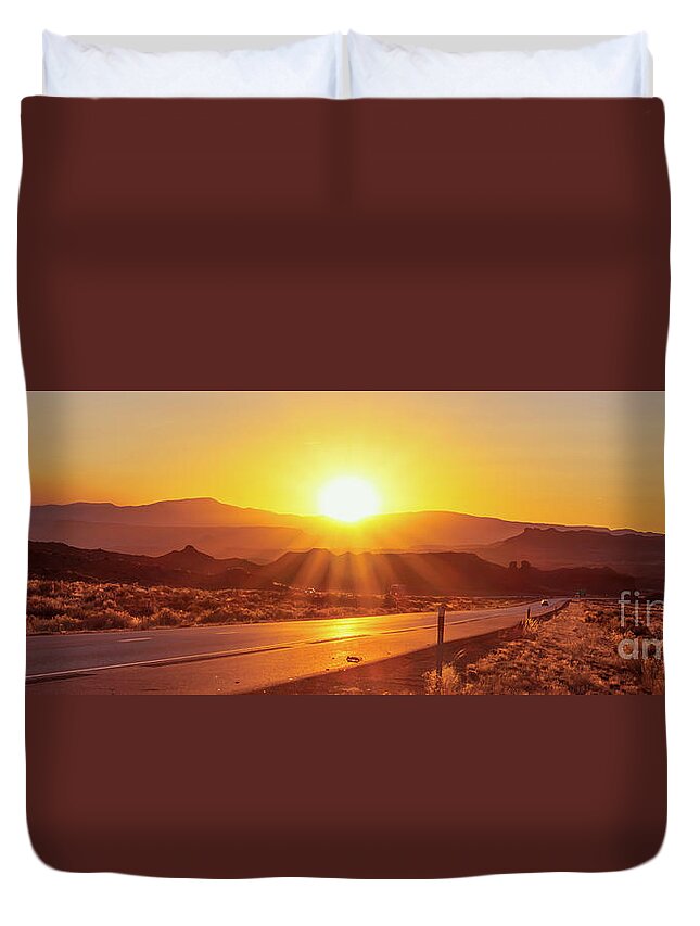 Hazy Utah Sunset Duvet Cover featuring the photograph Hazy Utah Sunset 3 to 1 Ratio by Aloha Art