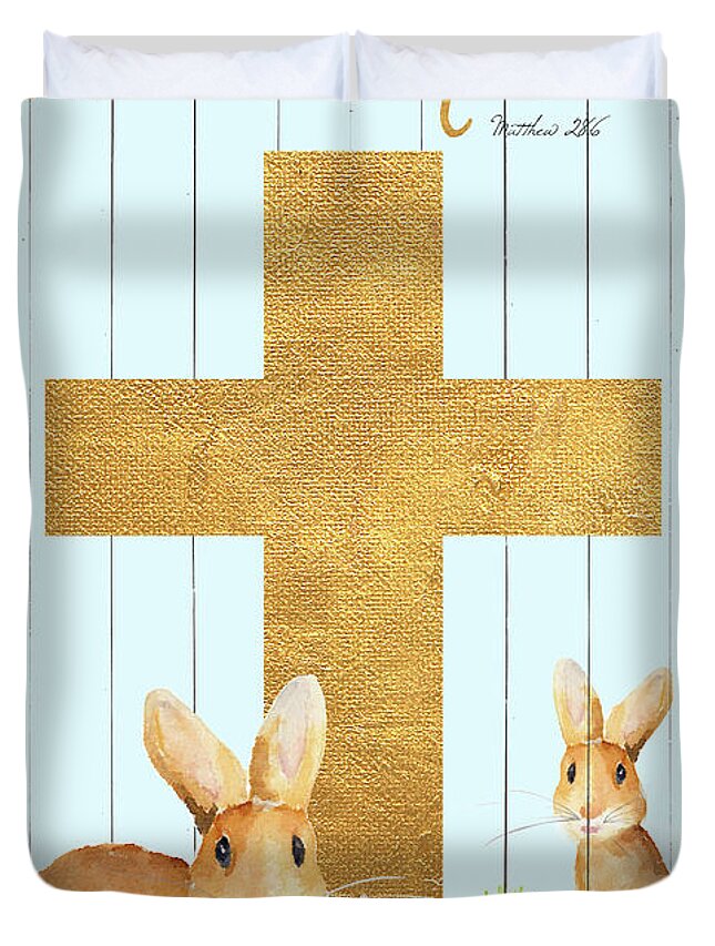He Duvet Cover featuring the mixed media He Is Risen by Andi Metz