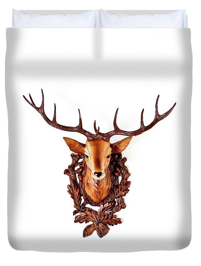 Hanging Duvet Cover featuring the photograph Head Of A Plastic Deer by Maodesign