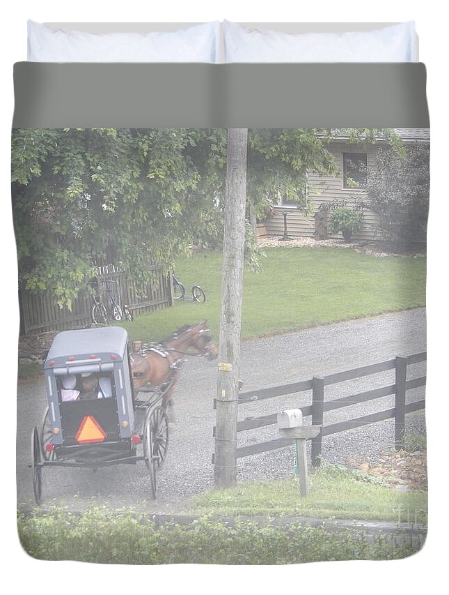 Amish Duvet Cover featuring the photograph Heading to a Sunday Gathering by Christine Clark