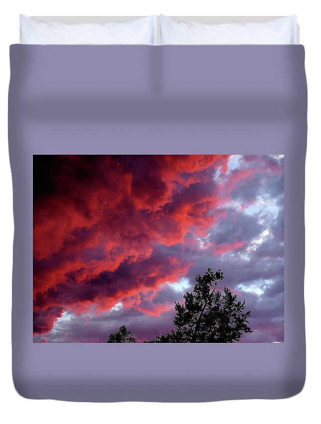 Clouds Duvet Cover featuring the photograph Heaven Erupting by Linda Stern