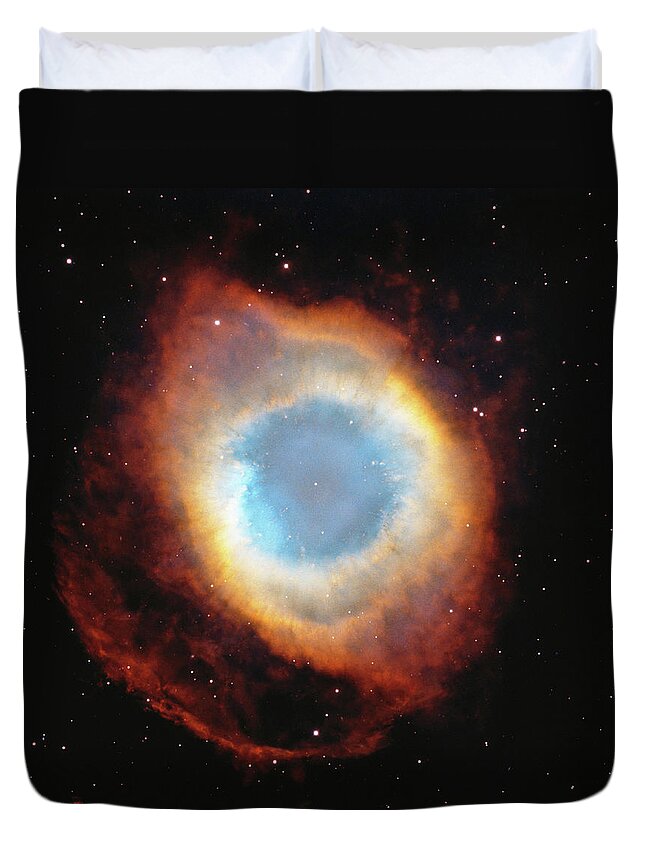 Black Color Duvet Cover featuring the photograph Helix Nebula, Satellite View Digital by Stocktrek