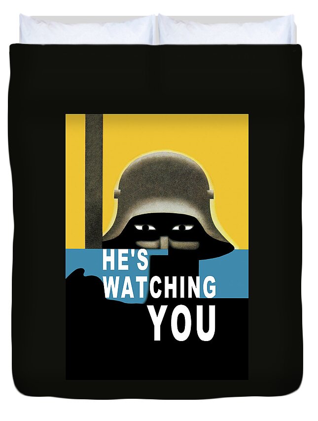 Espionage Duvet Cover featuring the painting He's Watching You by Glenn Grohe
