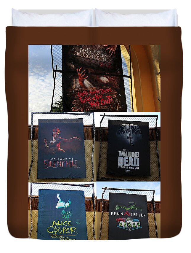 Halloween Horror Nights 22 Duvet Cover featuring the photograph HHN 22 tribute poster A by David Lee Thompson