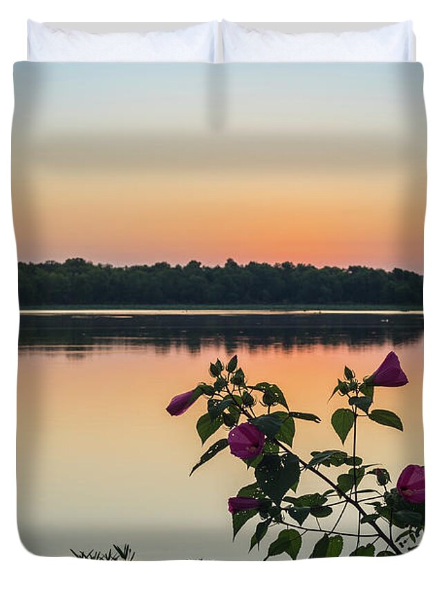 America Duvet Cover featuring the photograph Hibiscus Sunrise by Jennifer White