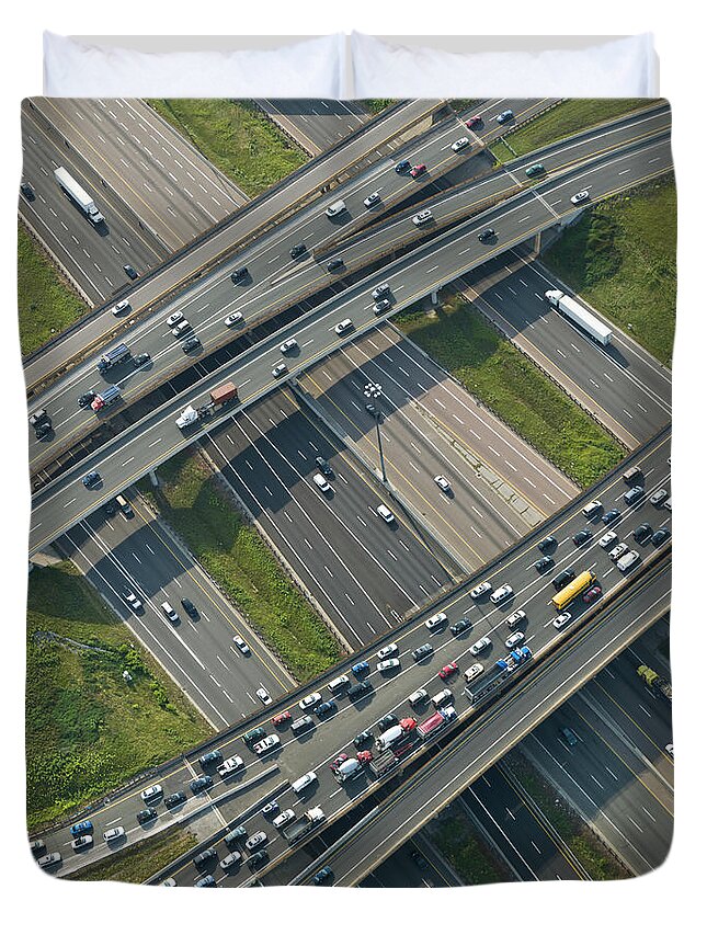Underpass Duvet Cover featuring the photograph Highway Traffic by Dan prat