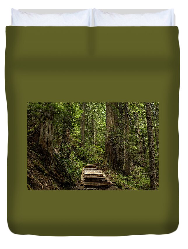 Hiking Trail Duvet Cover featuring the photograph Hiking in Mt. Rainier, Washington by Julieta Belmont