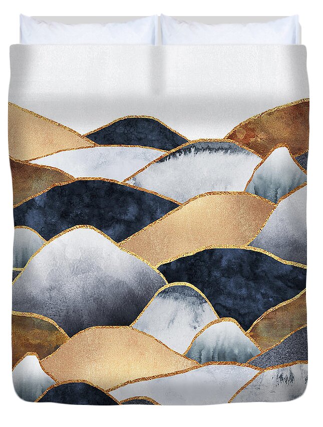 Graphic Duvet Cover featuring the digital art Hills by Elisabeth Fredriksson