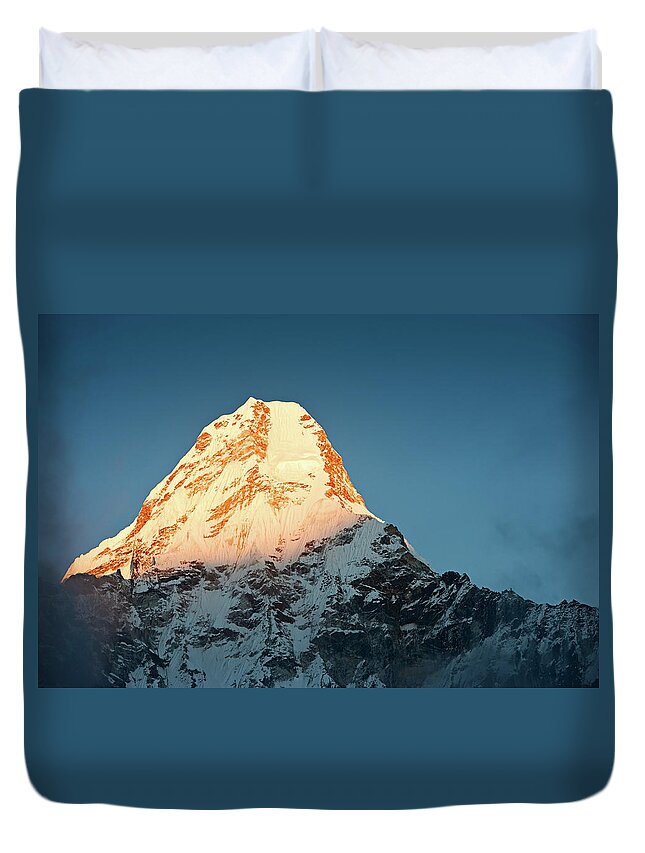 Scenics Duvet Cover featuring the photograph Himalayas Panorama - Mount Ama Dablam by Hadynyah