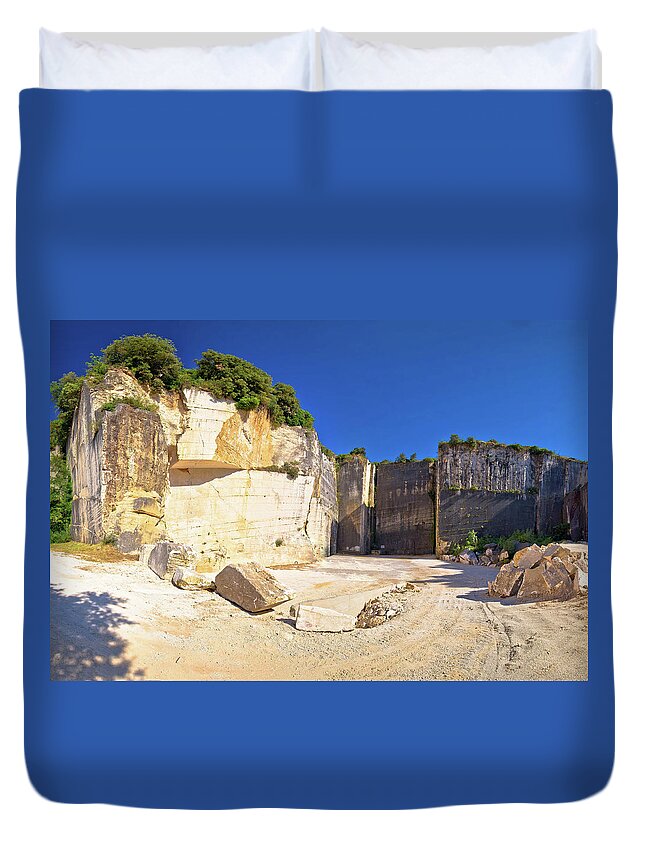 Pula Duvet Cover featuring the photograph Historic Roman quarry Cave Romanae in Vinkuran view by Brch Photography