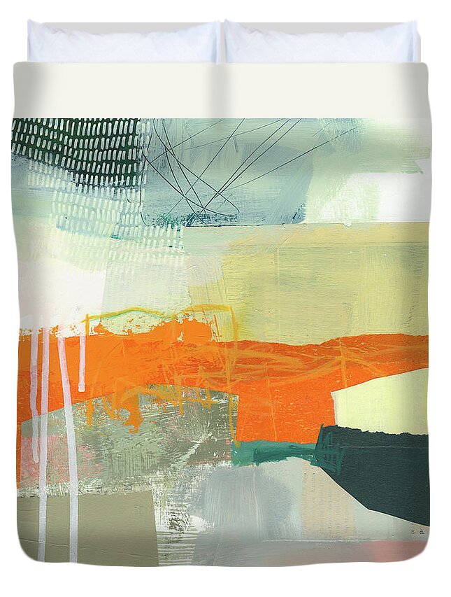 Abstract Art Duvet Cover featuring the painting Hitting The Fan #5 by Jane Davies
