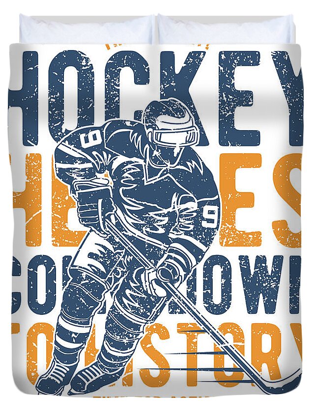 Hockey Duvet Cover featuring the digital art Hockey Hero by Long Shot