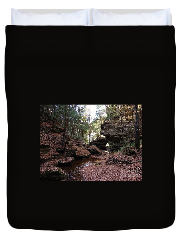 Hocking Hills Autumn Fall Creek Stream Bed Colors Colours Duvet Cover featuring the photograph Hocking Hills in Autumn 1 by Lee Antle