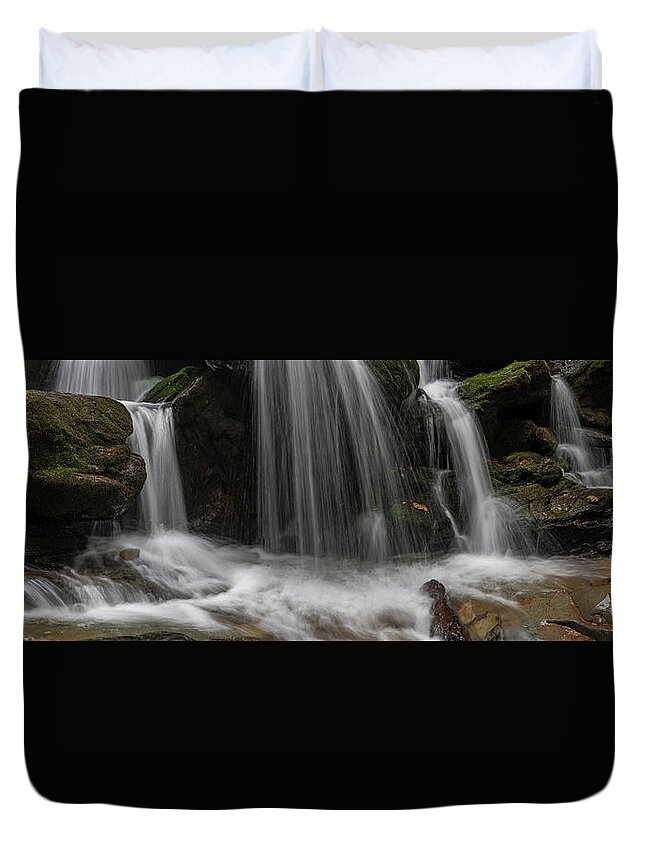 Waterfall Duvet Cover featuring the photograph Hogcamp Branch Falls VI 3x1 by William Dickman