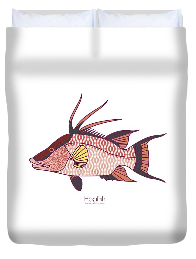 Hogfish Duvet Cover featuring the digital art Hogfish by Kevin Putman