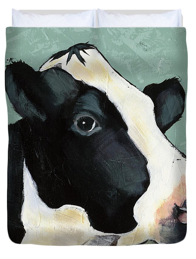 Animals Duvet Cover featuring the painting Holstein Cow I by Jade Reynolds