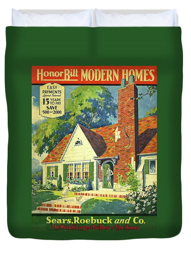 Honor Bilt Duvet Cover featuring the mixed media Honor Bilt Modern Homes Sears Roebuck and Co 1930 by Unknown