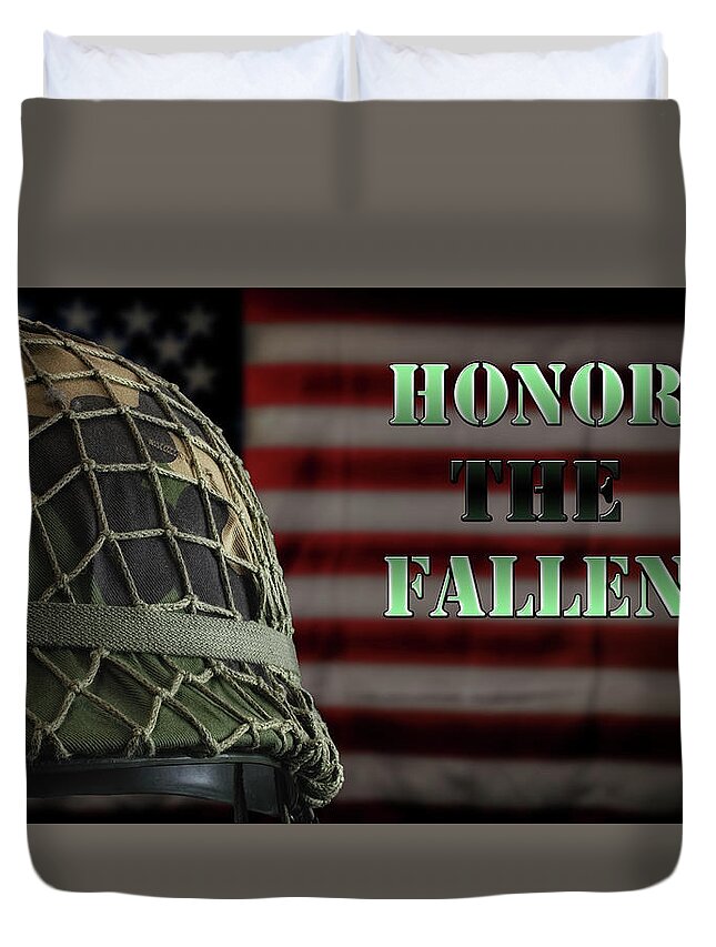 Helmet Duvet Cover featuring the photograph Honor the Fallen by Hans Zimmer