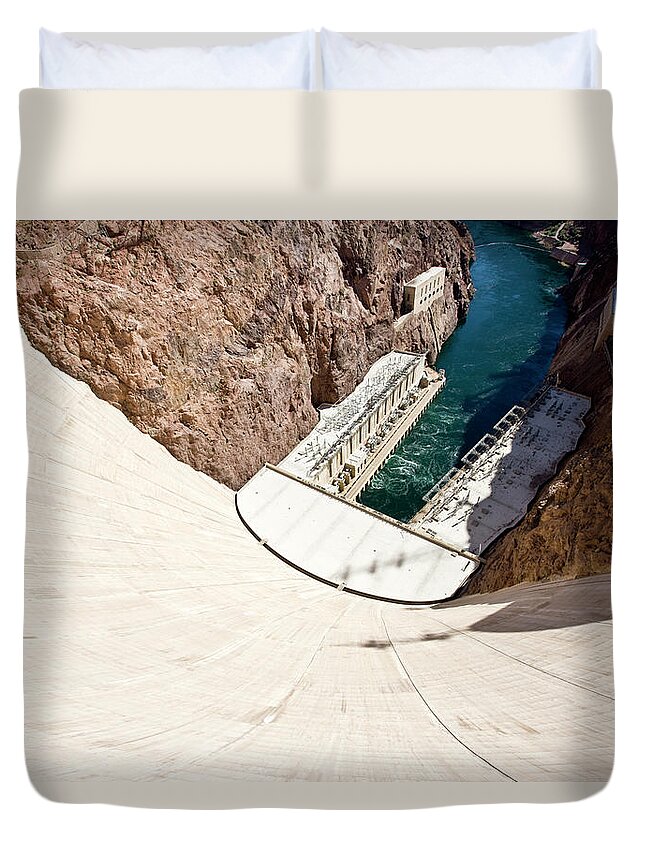Scenics Duvet Cover featuring the photograph Hoover Dam Landmark Usa by Mlenny