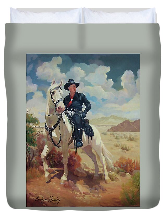 Western Art Duvet Cover featuring the painting Hoppy by Carolyne Hawley