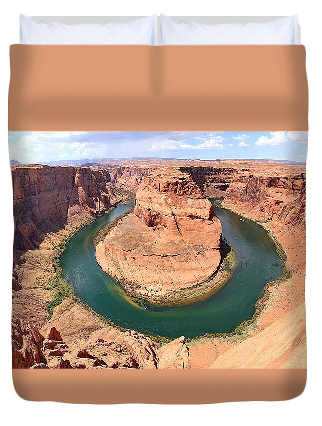 Tranquility Duvet Cover featuring the photograph Horseshoe Bend On Colorado River In by By Edward Neyburg
