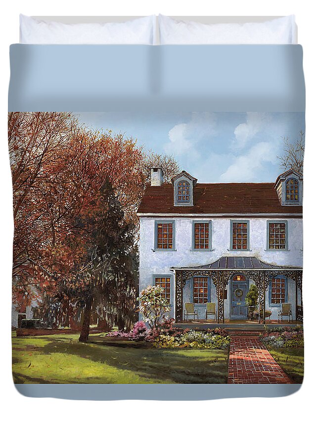 House Du Portail Duvet Cover featuring the painting house Du Portail by Guido Borelli