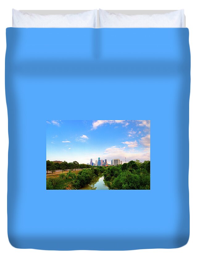 Scenics Duvet Cover featuring the photograph Houston Skyline by Moreiso