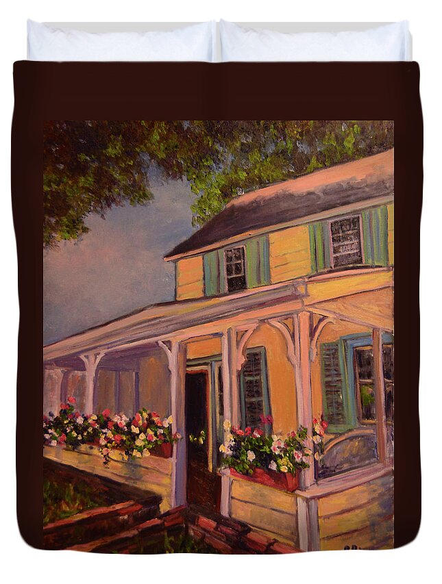 Huguenot St. Duvet Cover featuring the painting Huguenot St House by Beth Riso