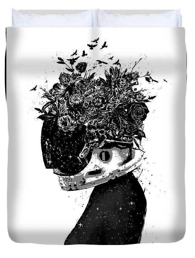 Girl Duvet Cover featuring the mixed media Hybrid girl by Balazs Solti