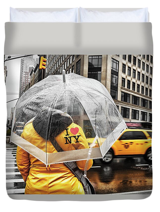 New York Duvet Cover featuring the photograph I Love NY by Alison Frank