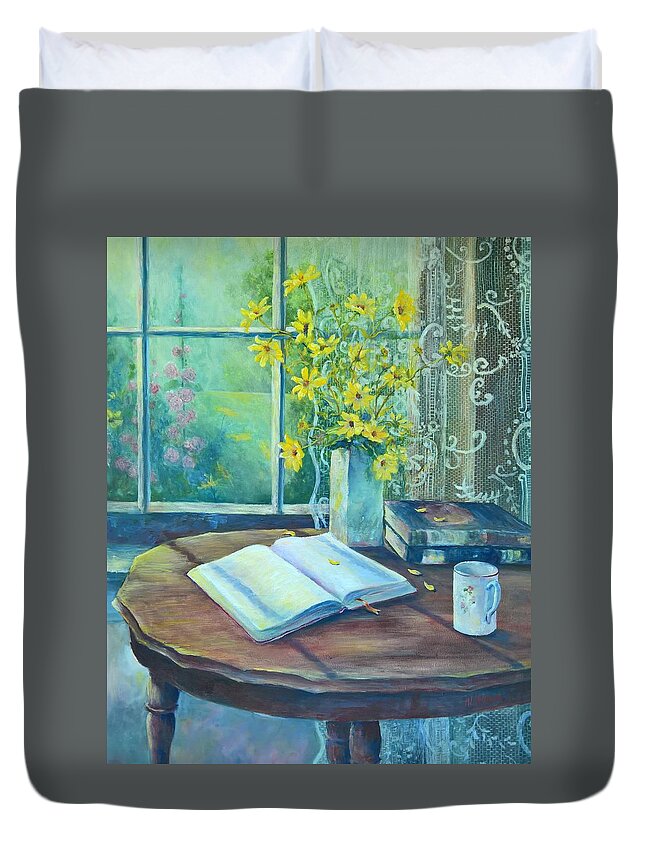 Bible Duvet Cover featuring the painting I Start My Day by ML McCormick
