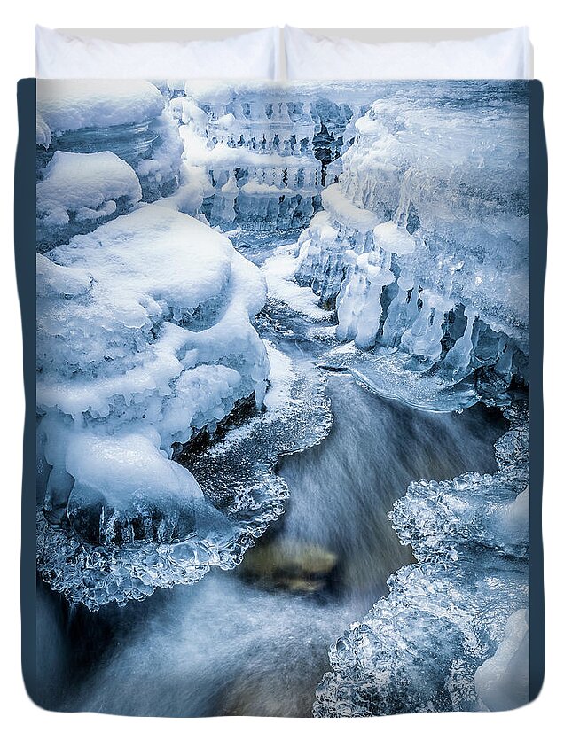 Ice Snow Winter Alaska Cold Natural Beauty Natural Wonder Chugach Water Nature Creek Stream Duvet Cover featuring the photograph Ice Cathedral by Tim Newton
