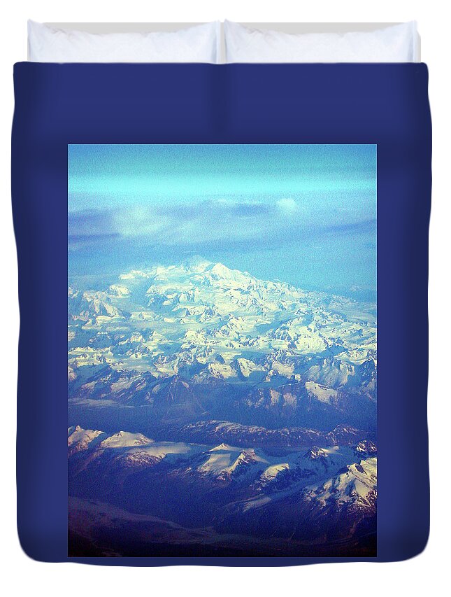 Alaska Duvet Cover featuring the photograph Ice Covered Mountain Top by Mark Duehmig