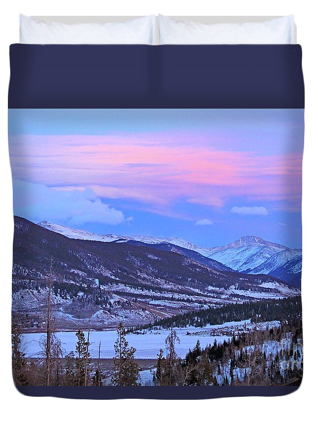 Colorado Duvet Cover featuring the photograph Ice Pink Clouds by Paula Guttilla