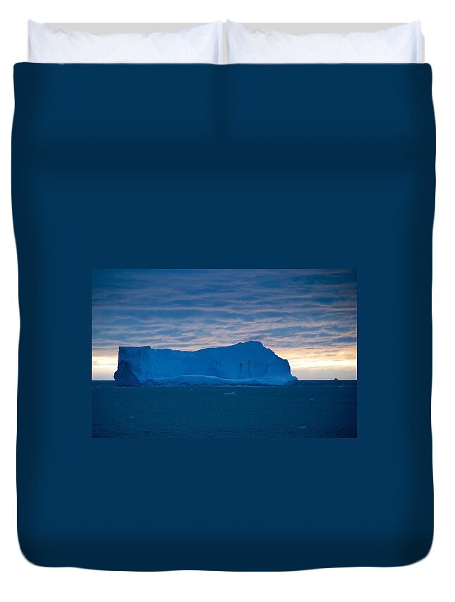 Tranquility Duvet Cover featuring the photograph Iceberg During Sunset - Antarctica by Sascha Grabow