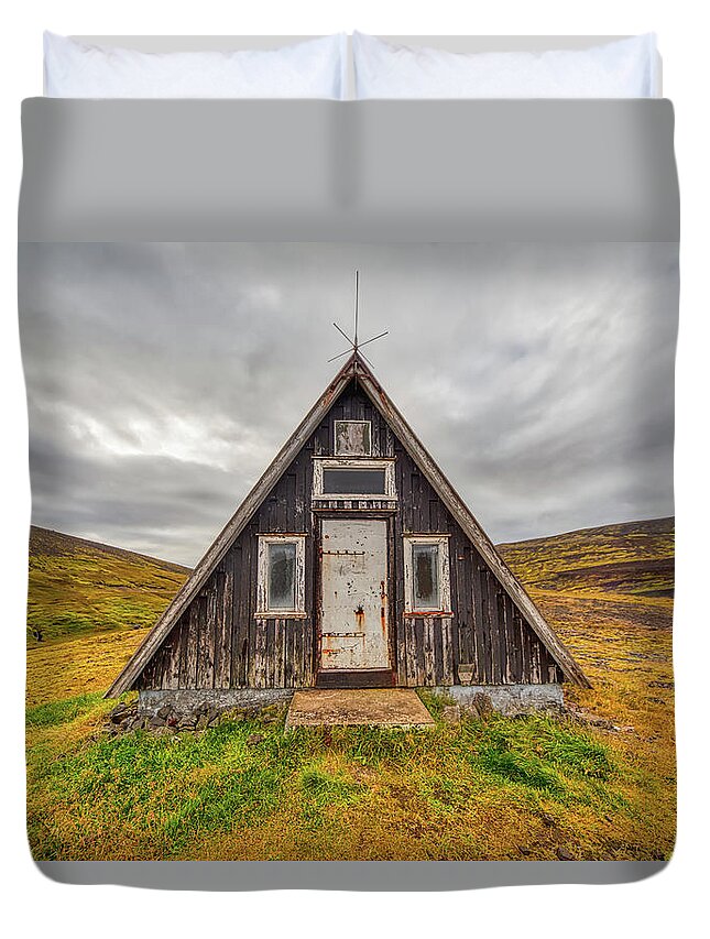David Letts Duvet Cover featuring the photograph Iceland Chalet by David Letts