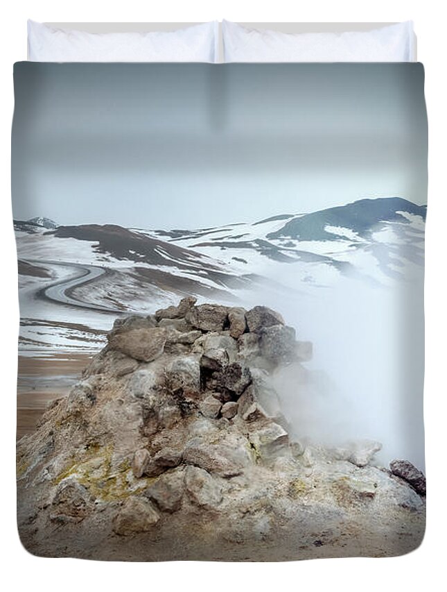 Joan Carroll Duvet Cover featuring the photograph Iceland Geothermal Field III by Joan Carroll