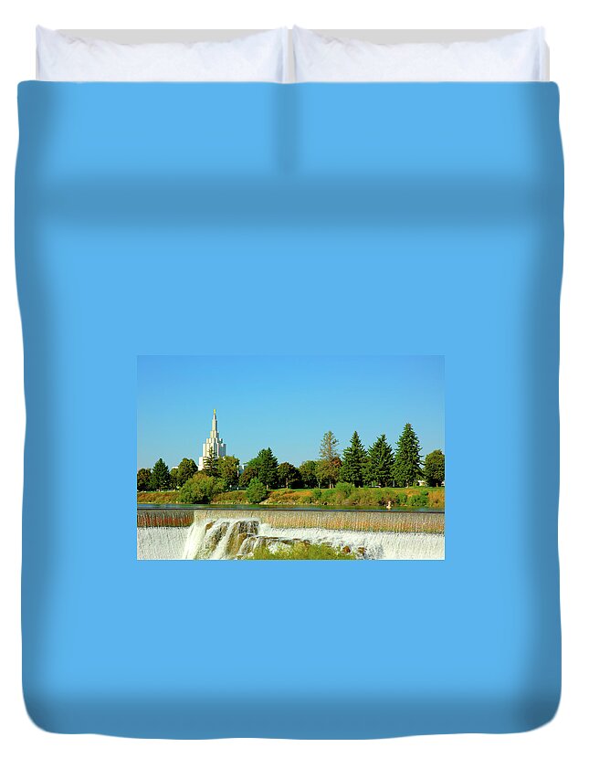 American Culture Duvet Cover featuring the photograph Idaho Falls City Landmark by Picmax