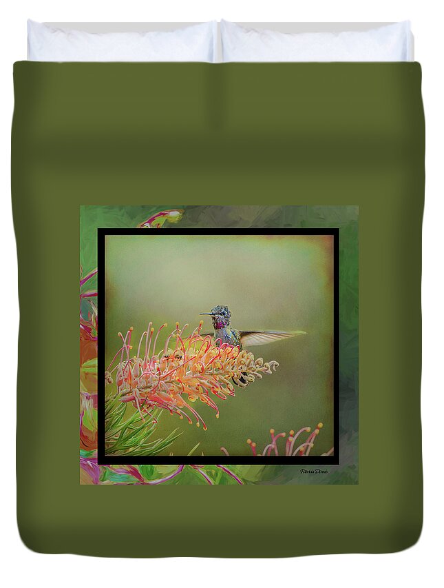 Art Duvet Cover featuring the photograph face mask hummer Dance by Patricia Dennis