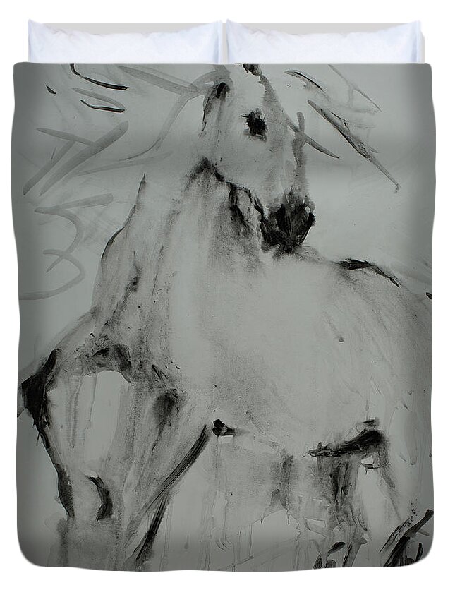 Horse Duvet Cover featuring the painting Img_3390 by Elizabeth Parashis