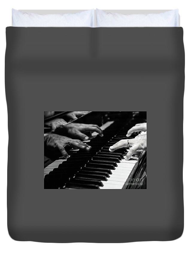 Piano Duvet Cover featuring the photograph Imitating Hands by Barry Weiss