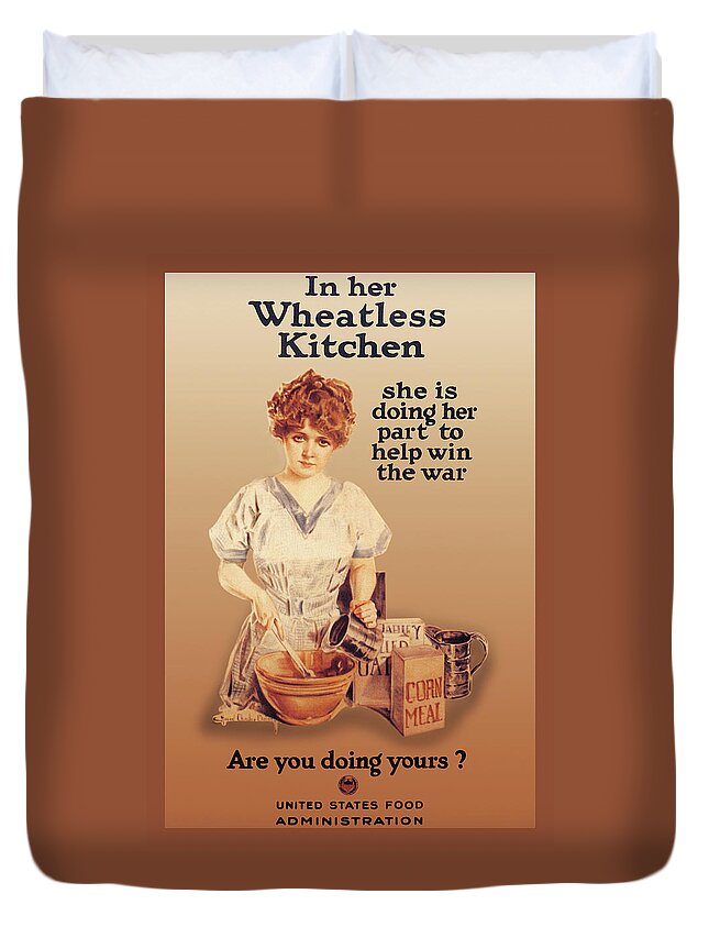 Bread Duvet Cover featuring the painting In her Wheatless Kitchen by Howard Chandler Christy