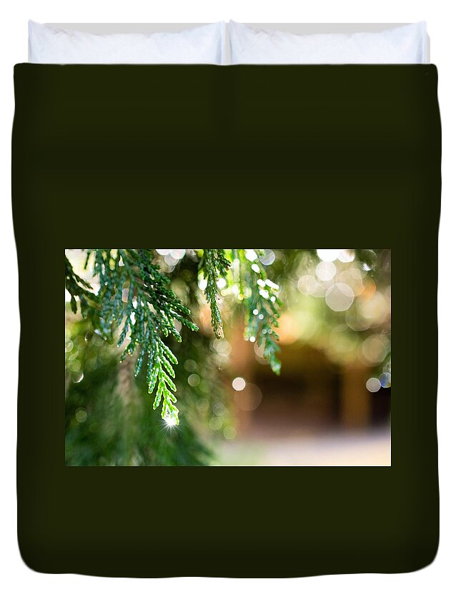 Pine Needles Duvet Cover featuring the photograph In the Pines After the Rain by Mary Ann Artz